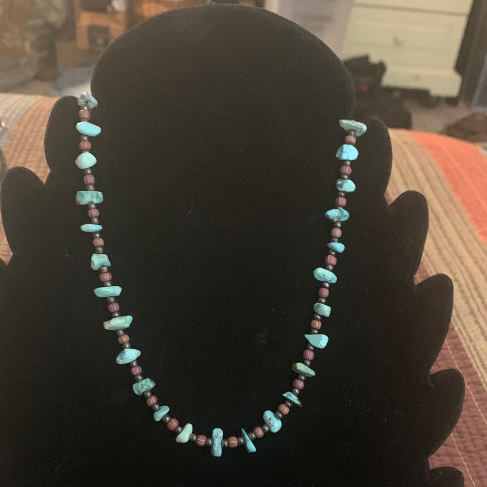 Turquoise and Coral Navajo Necklace